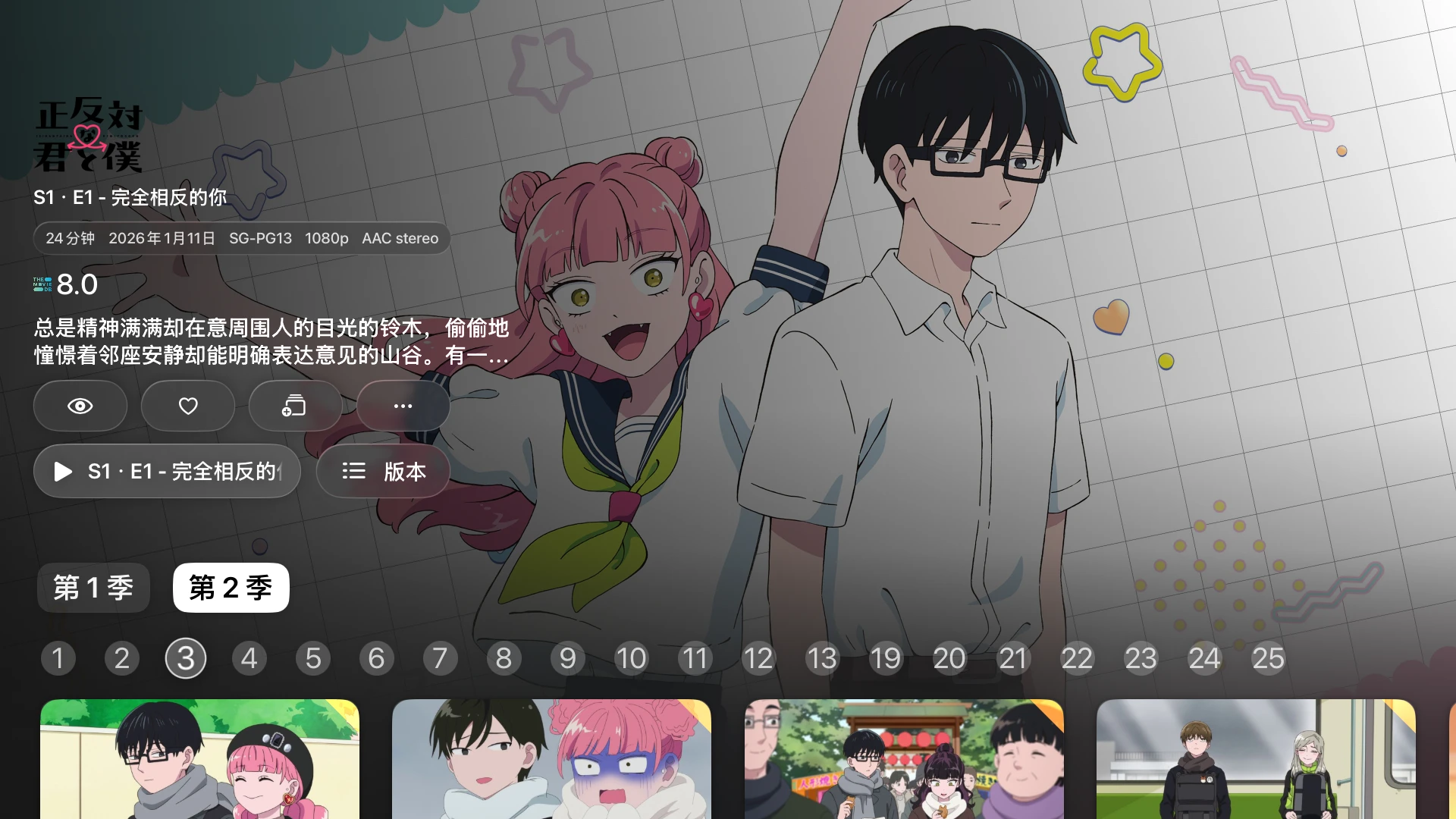 BoxPlayer series details, seasons, and episodes on tvOS